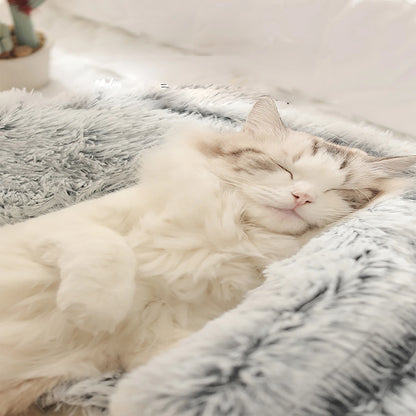 Cat Bed Round - Plush - Fluffy Hooded Cat Bed Cave