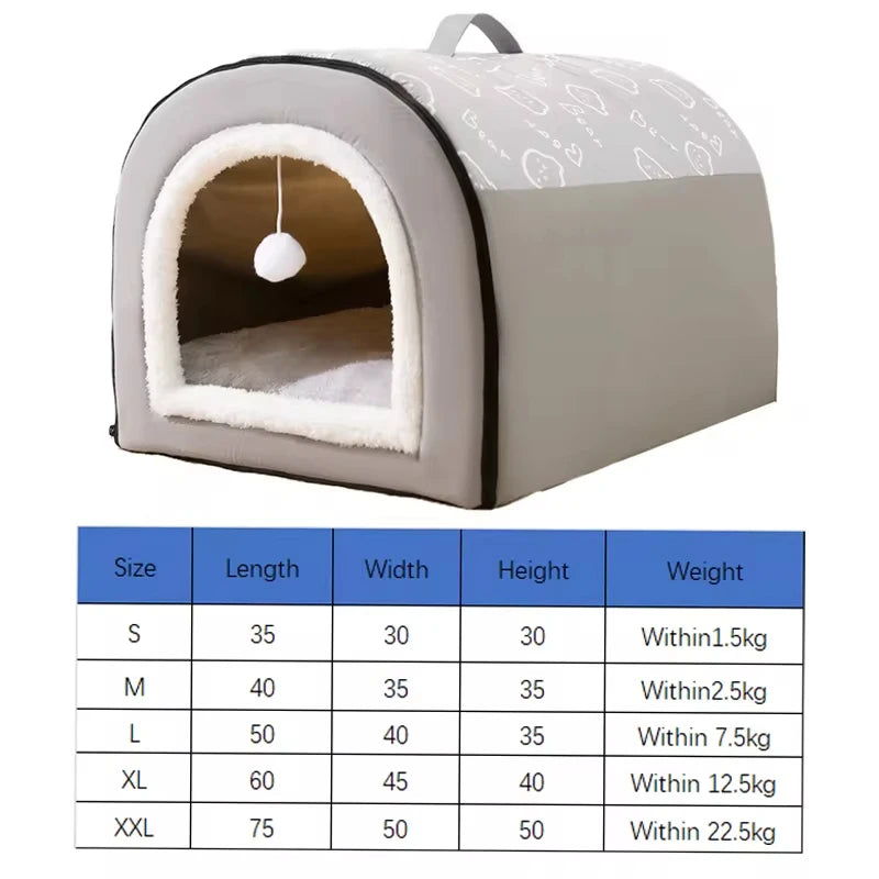 Warm Dog House - Sleeping Bed for Small Medium Dogs and Cats