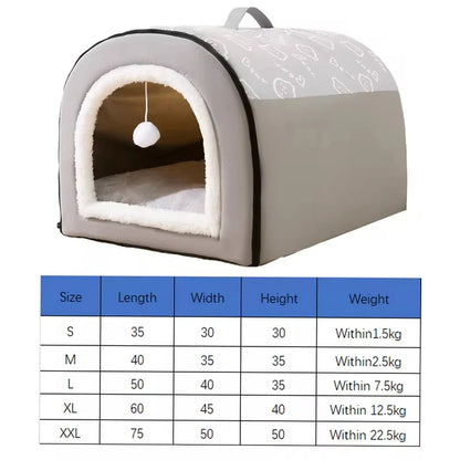 Warm Dog House - Sleeping Bed for Small Medium Dogs and Cats